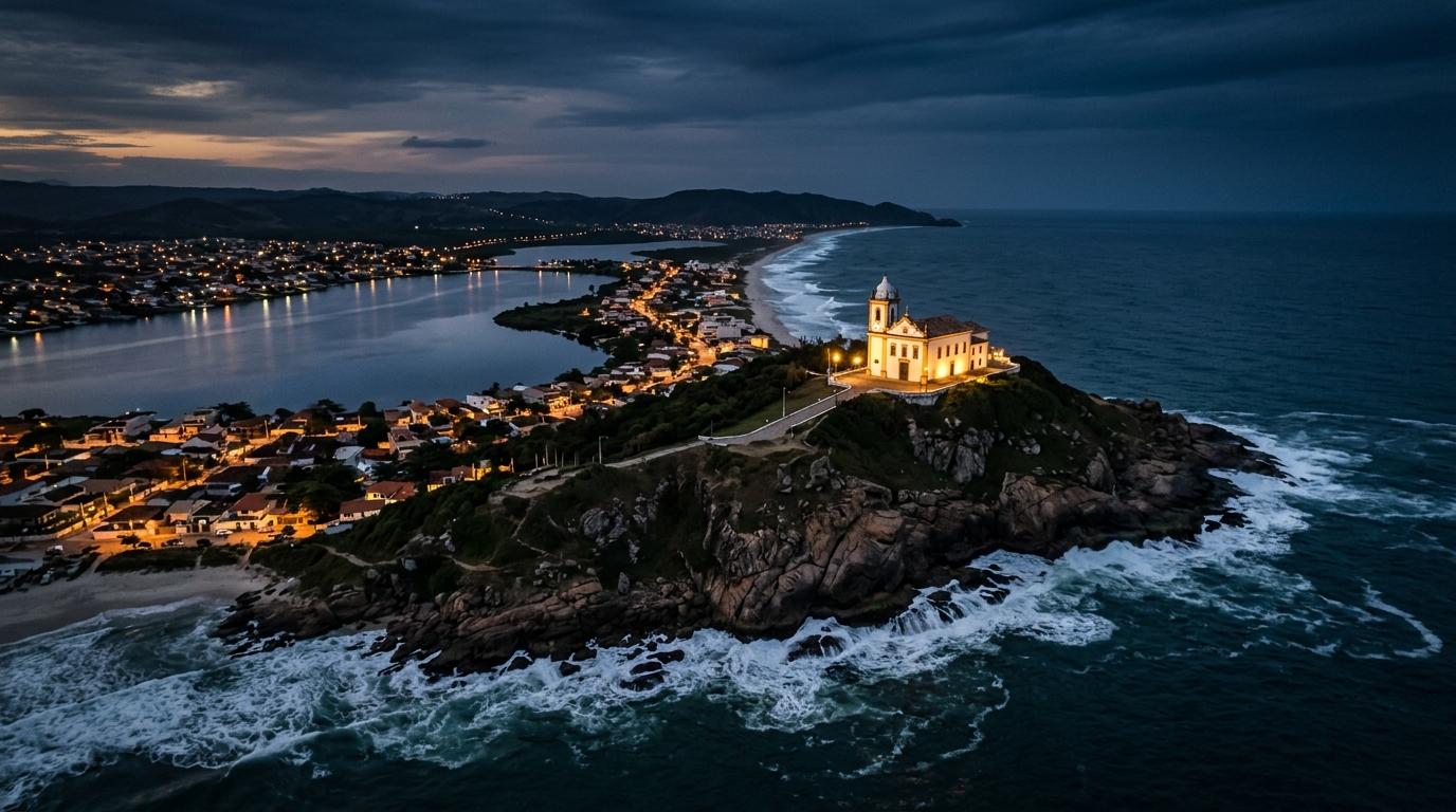 Vista aérea da Igreja de Nossa Senhora de Nazareth em Saquarema
